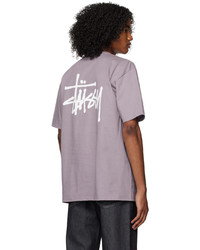 graues Strick T-Shirt mit einem Rundhalsausschnitt von Stussy