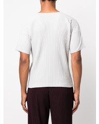 graues Strick T-Shirt mit einem Rundhalsausschnitt von Homme Plissé Issey Miyake