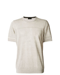 graues Strick T-Shirt mit einem Rundhalsausschnitt von Roberto Collina