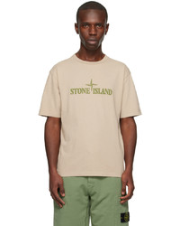 graues Strick T-Shirt mit einem Rundhalsausschnitt von Stone Island