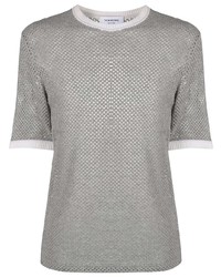 graues Strick T-Shirt mit einem Rundhalsausschnitt von Thom Browne