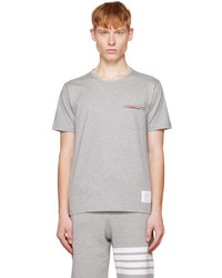 graues Strick T-Shirt mit einem Rundhalsausschnitt von Thom Browne