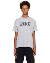 graues Strick T-Shirt mit einem Rundhalsausschnitt von VERSACE JEANS COUTURE