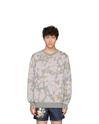 graues Sweatshirt mit Blumenmuster