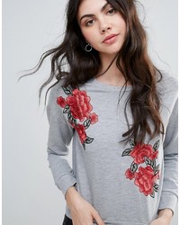 graues Sweatshirt mit Blumenmuster von Brave Soul