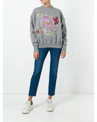graues Sweatshirt mit Blumenmuster von Alexander McQueen