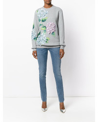 graues Sweatshirt mit Blumenmuster von Dolce & Gabbana