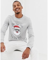 graues Sweatshirt mit Weihnachten Muster