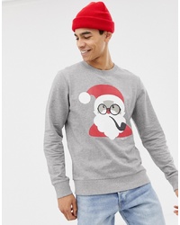 graues Sweatshirt mit Weihnachten Muster von Jack & Jones