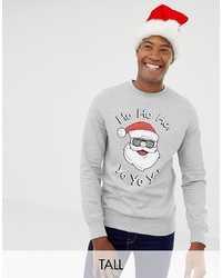 graues Sweatshirt mit Weihnachten Muster von Threadbare