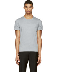 graues T-Shirt mit einem Rundhalsausschnitt aus Netzstoff von Calvin Klein Collection
