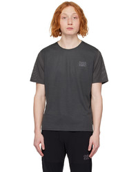 graues T-Shirt mit einem Rundhalsausschnitt aus Netzstoff von OVER OVER
