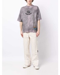 graues Mit Batikmuster T-Shirt mit einem Rundhalsausschnitt von AAPE BY A BATHING APE