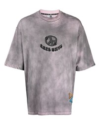 graues Mit Batikmuster T-Shirt mit einem Rundhalsausschnitt von AAPE BY A BATHING APE
