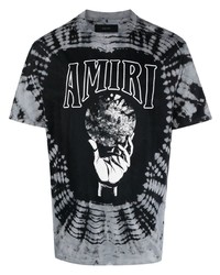 graues Mit Batikmuster T-Shirt mit einem Rundhalsausschnitt von Amiri