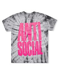 graues Mit Batikmuster T-Shirt mit einem Rundhalsausschnitt von Anti Social Social Club