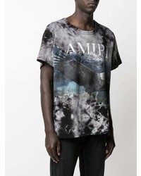 graues Mit Batikmuster T-Shirt mit einem Rundhalsausschnitt von Amiri