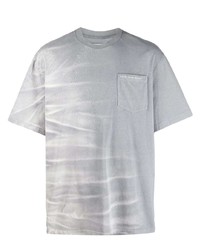 graues Mit Batikmuster T-Shirt mit einem Rundhalsausschnitt von Feng Chen Wang