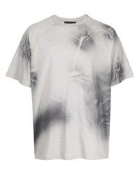 graues Mit Batikmuster T-Shirt mit einem Rundhalsausschnitt von Heliot Emil