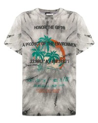 graues Mit Batikmuster T-Shirt mit einem Rundhalsausschnitt von HONOR THE GIFT