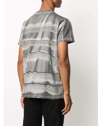 graues Mit Batikmuster T-Shirt mit einem Rundhalsausschnitt von Helmut Lang