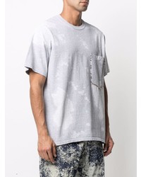 graues Mit Batikmuster T-Shirt mit einem Rundhalsausschnitt von Corelate