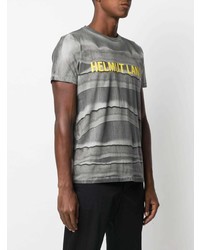 graues Mit Batikmuster T-Shirt mit einem Rundhalsausschnitt von Helmut Lang