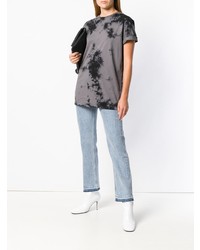 graues Mit Batikmuster T-Shirt mit einem Rundhalsausschnitt von Helmut Lang