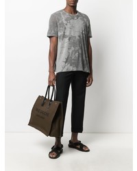 graues Mit Batikmuster T-Shirt mit einem Rundhalsausschnitt von Saint Laurent