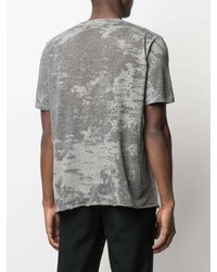 graues Mit Batikmuster T-Shirt mit einem Rundhalsausschnitt von Saint Laurent