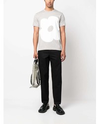 graues T-Shirt mit einem Rundhalsausschnitt mit Blumenmuster von Comme Des Garcons SHIRT