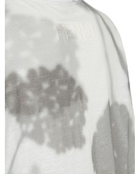 graues T-Shirt mit einem Rundhalsausschnitt mit Blumenmuster von Fendi