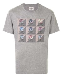graues T-Shirt mit einem Rundhalsausschnitt mit Blumenmuster von Kent & Curwen