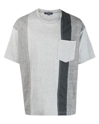 graues T-Shirt mit einem Rundhalsausschnitt mit Flicken von Comme des Garcons Homme