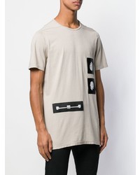 graues T-Shirt mit einem Rundhalsausschnitt mit Flicken von Rick Owens DRKSHDW