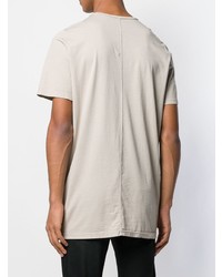 graues T-Shirt mit einem Rundhalsausschnitt mit Flicken von Rick Owens DRKSHDW