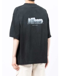 graues T-Shirt mit einem Rundhalsausschnitt mit Flicken von Maison Mihara Yasuhiro