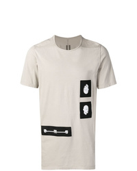 graues T-Shirt mit einem Rundhalsausschnitt mit Flicken von Rick Owens DRKSHDW