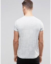 graues T-Shirt mit einem Rundhalsausschnitt mit geometrischem Muster von Asos