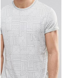 graues T-Shirt mit einem Rundhalsausschnitt mit geometrischem Muster von Asos