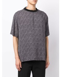 graues T-Shirt mit einem Rundhalsausschnitt mit geometrischem Muster von Emporio Armani