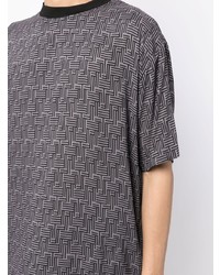graues T-Shirt mit einem Rundhalsausschnitt mit geometrischem Muster von Emporio Armani