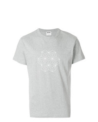 graues T-Shirt mit einem Rundhalsausschnitt mit geometrischem Muster von Jijibaba