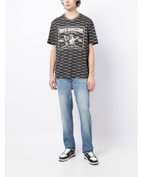 graues T-Shirt mit einem Rundhalsausschnitt mit Karomuster von True Religion