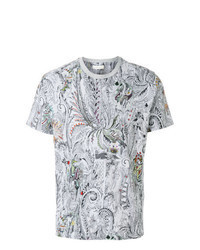 graues T-Shirt mit einem Rundhalsausschnitt mit Paisley-Muster