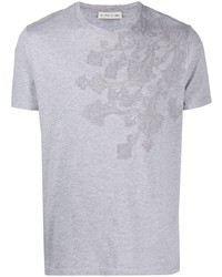 graues T-Shirt mit einem Rundhalsausschnitt mit Paisley-Muster von Etro