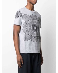 graues T-Shirt mit einem Rundhalsausschnitt mit Paisley-Muster von Etro