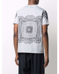 graues T-Shirt mit einem Rundhalsausschnitt mit Paisley-Muster von Etro