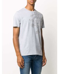 graues T-Shirt mit einem Rundhalsausschnitt mit Paisley-Muster von Etro