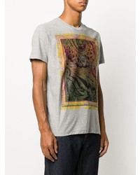 graues T-Shirt mit einem Rundhalsausschnitt mit Paisley-Muster von Etro